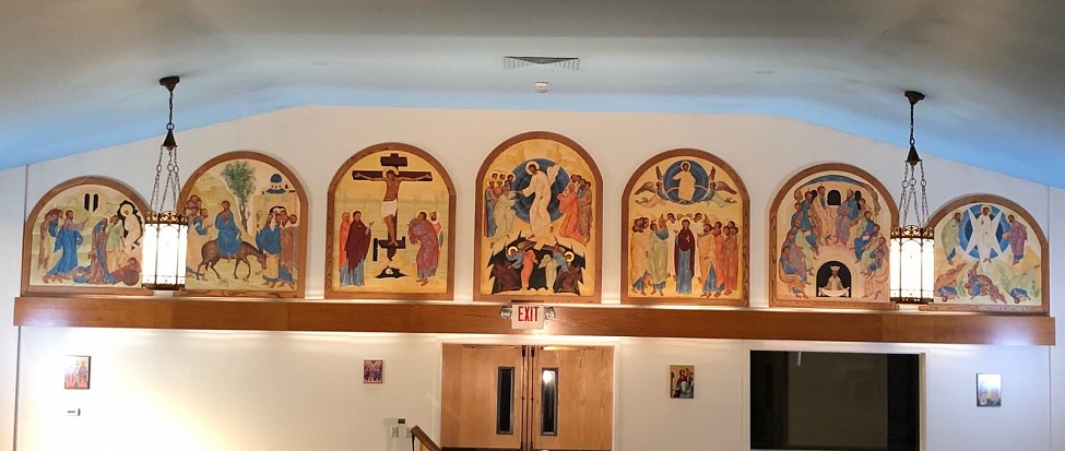Icons on rear church wall